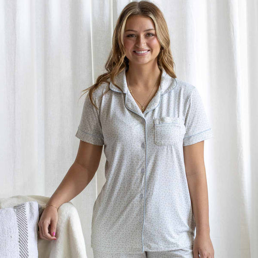 Luna Short Sleeve Button Up PJ Top