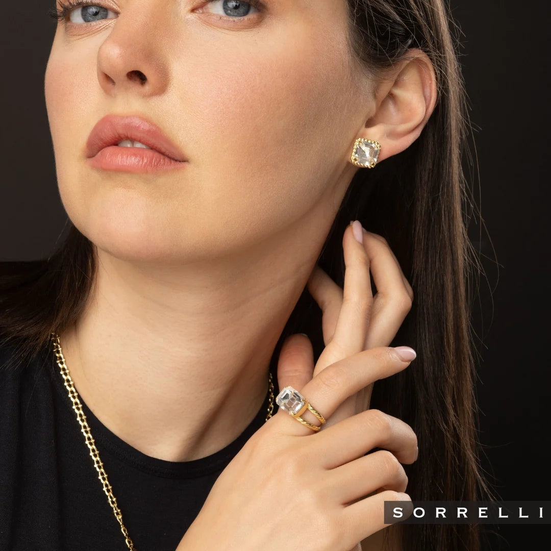 Izzy Decorated Stud Earrings- Crystal