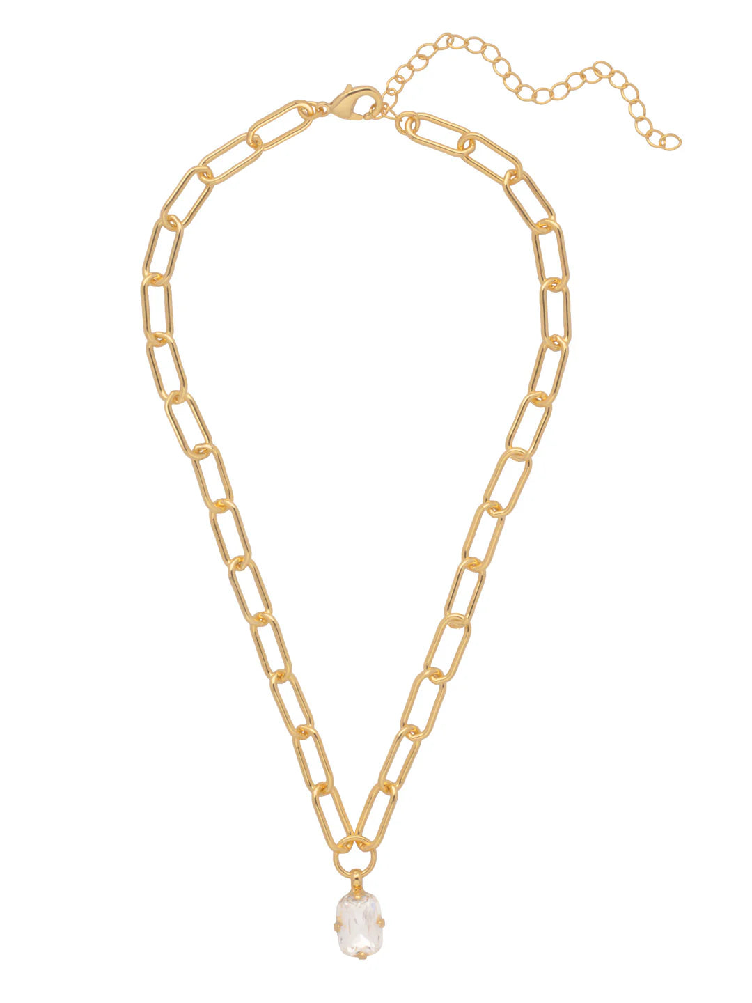 Nia Oval Pendant Necklace-Crystal