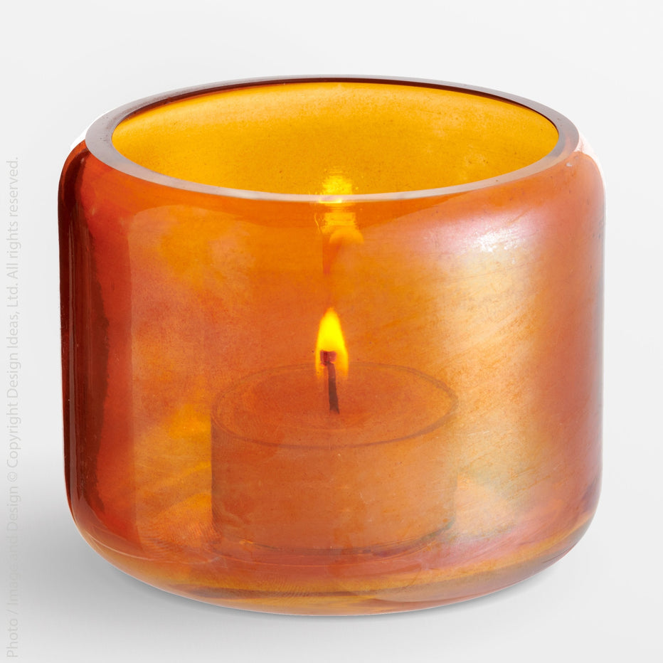 TH Hubbard Votive Candle Holder Orange Luster