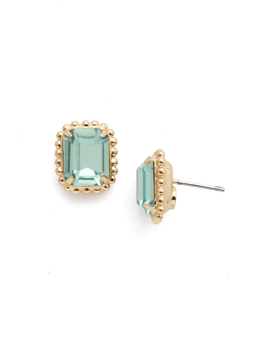 Octavia Scalloped Stud Earrings- Aquamarine
