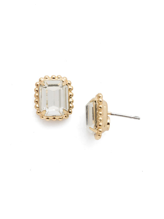 Octavia Scalloped Stud Earrings-Crystal