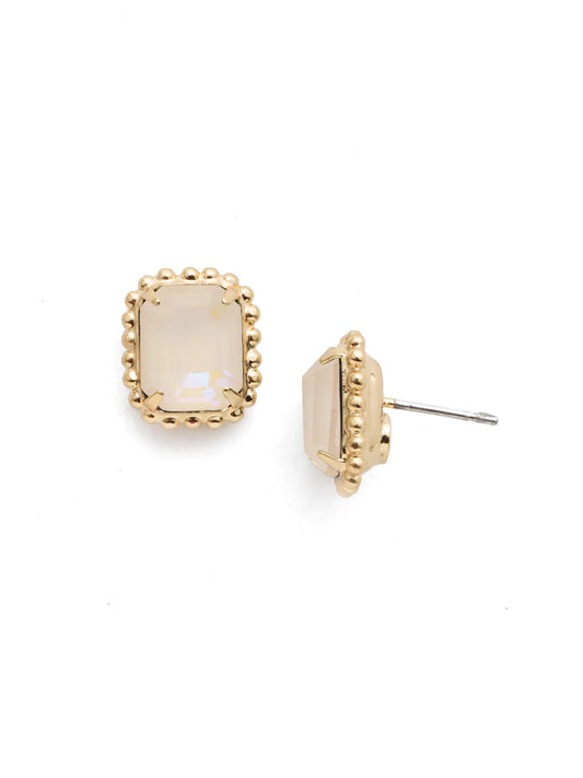 Octavia Scalloped Stud Earrings- Ultra White