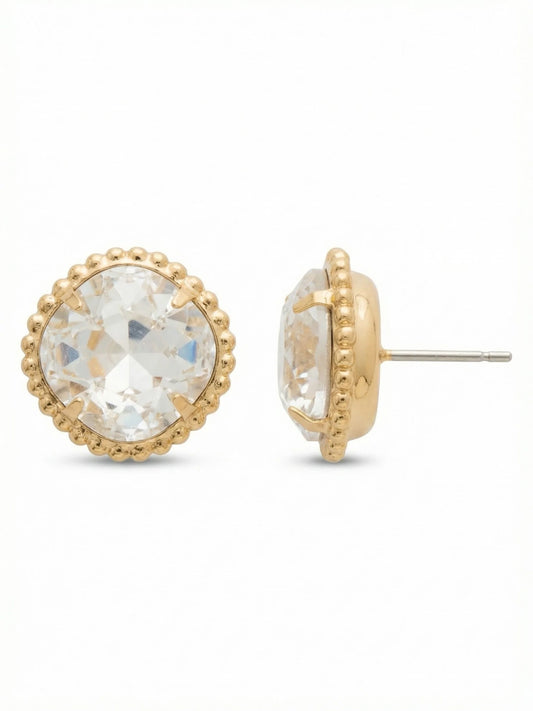 Cushion Cut Crystal Solitaire Stud Earrings- EBX10BGCRY