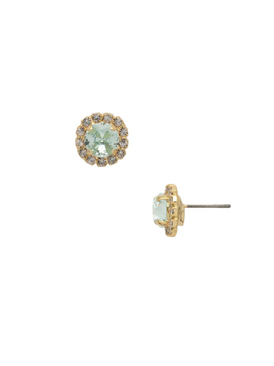 Haute Halo Stud Earrings- Aquamarine