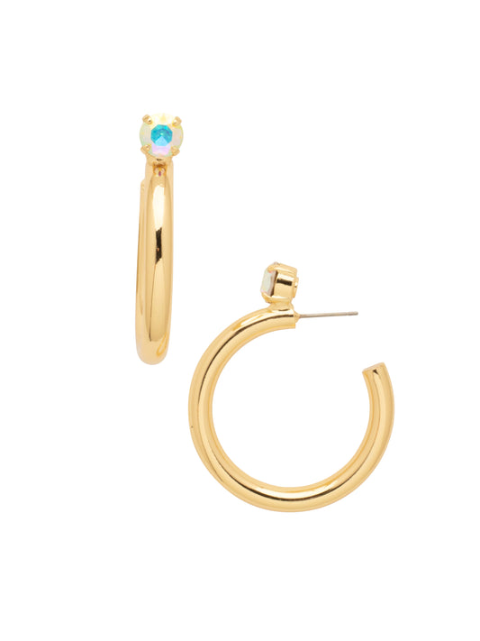 Keeley Studded Hoop Earrings- Crystal Aurora Borealis