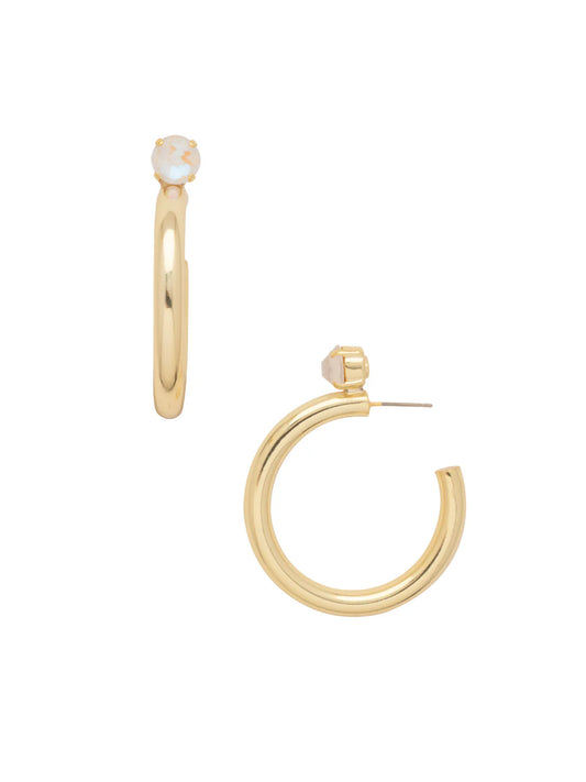 Keeley Studded Hoop Earrings- Crystal