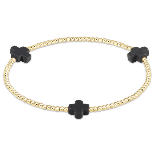 Enewton Classic Gold- Charcoal Cross Bracelet 2mm