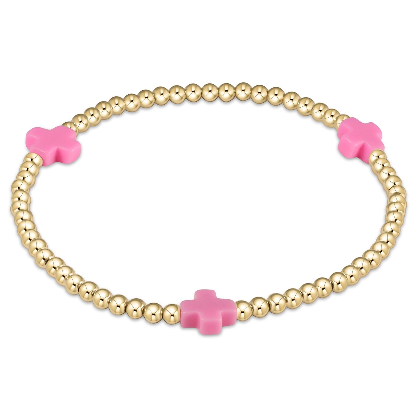 Enewton Classic Gold 3mm bracelet- Pink Signature Cross