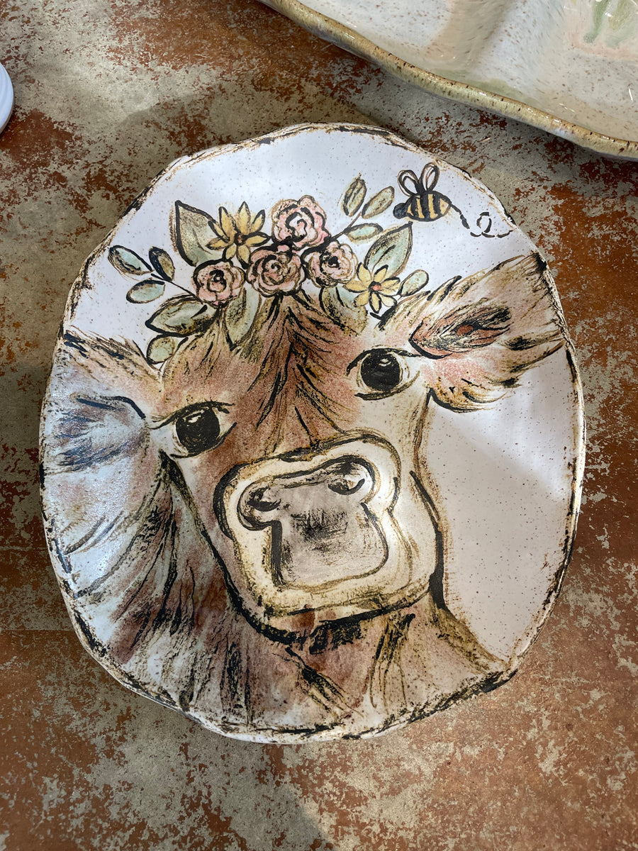 Etta B Pottery Daisy Moo Plate