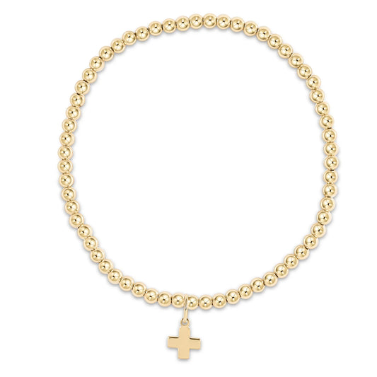 Signature Gold 3mm Cross Charm bead bracelet