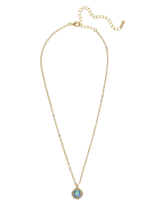 Haute Halo Pendant Necklace - Aqua Aurora Borealis