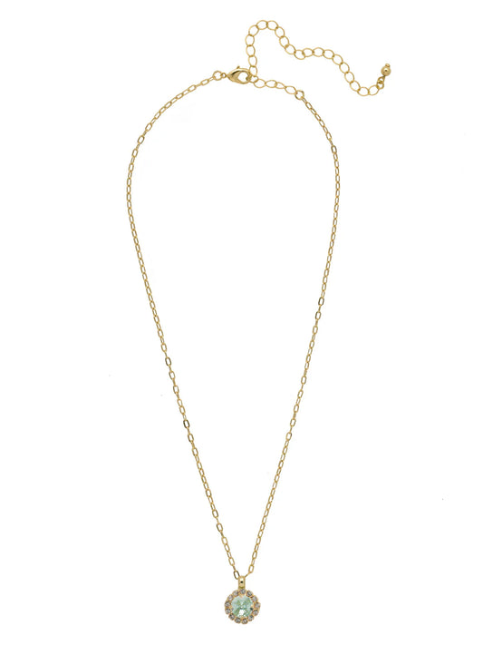 Haute Halo Pendant Necklace - Aquamarine