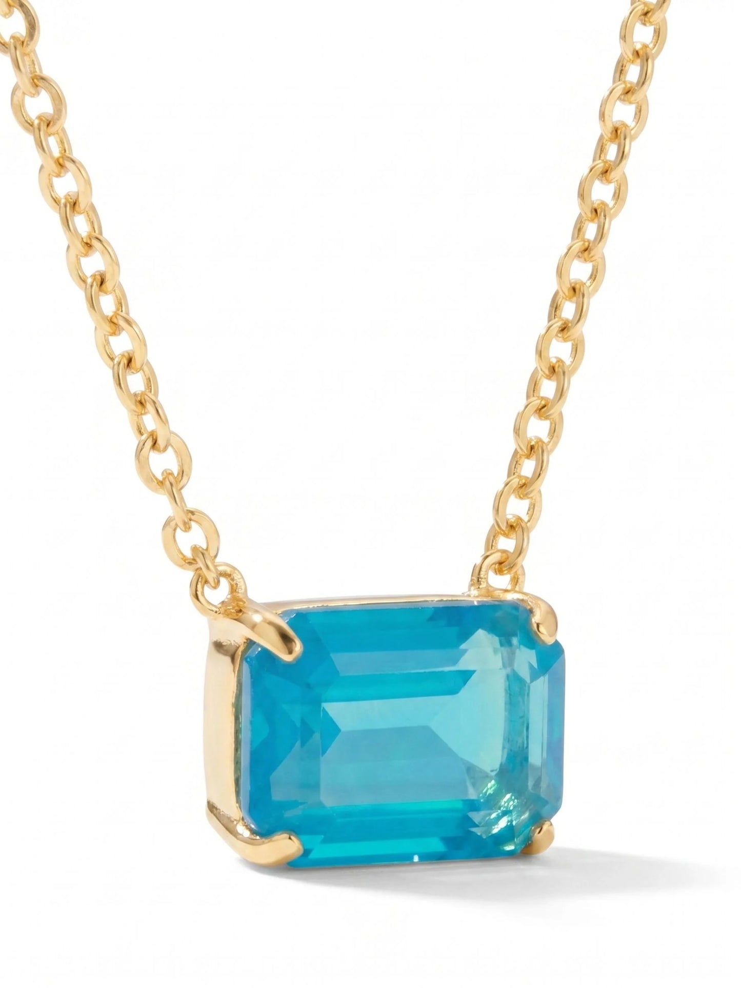 Octavia Single Crystal Pendant Necklace- Caribbean Blue Opal