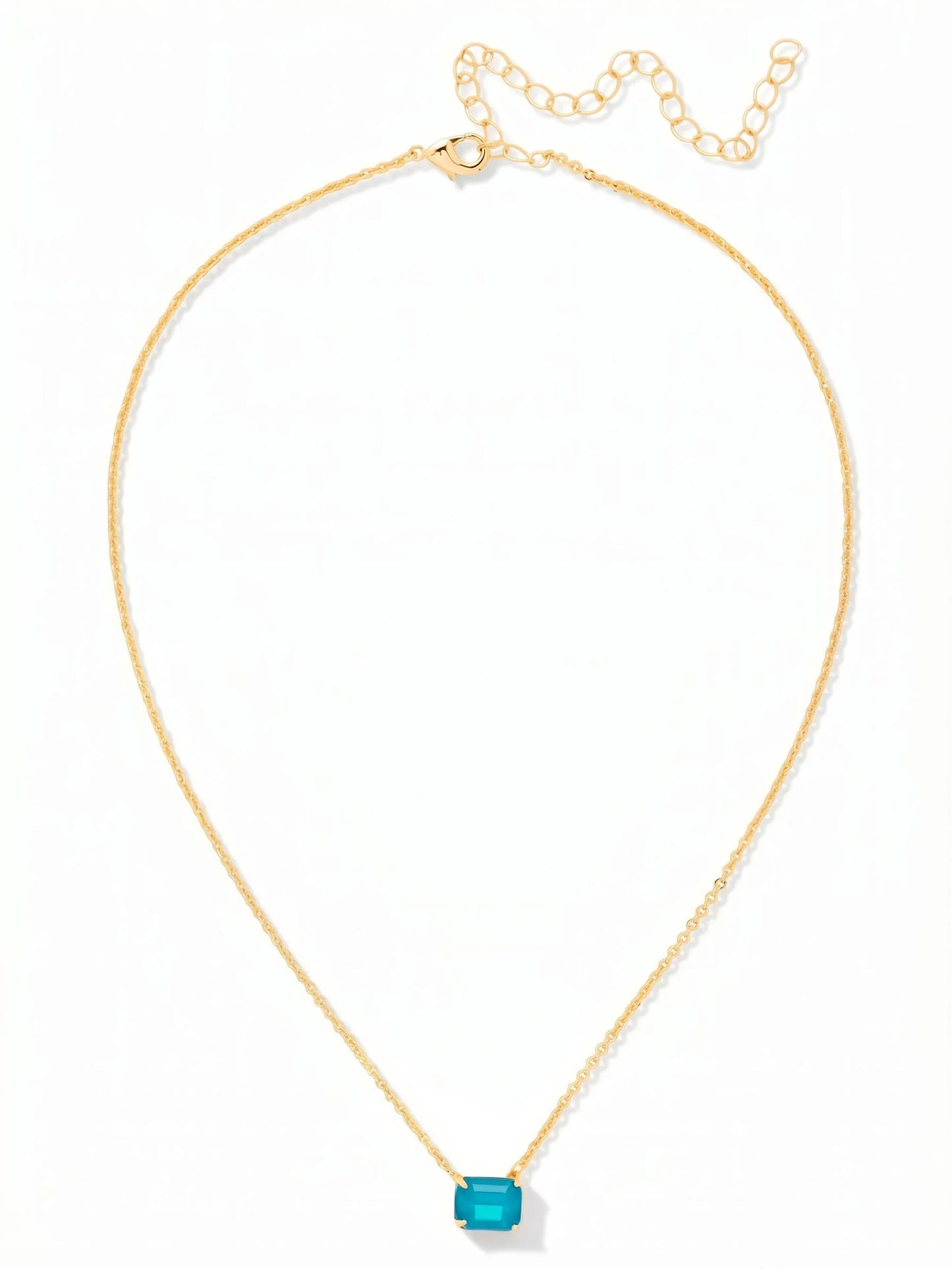 Octavia Single Crystal Pendant Necklace- Caribbean Blue Opal
