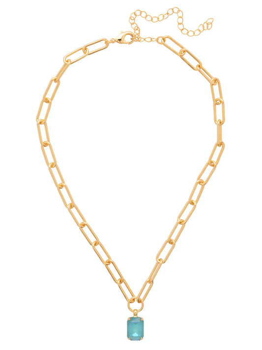 Nia Emerald Pendant Necklace- Summer Blue Delite
