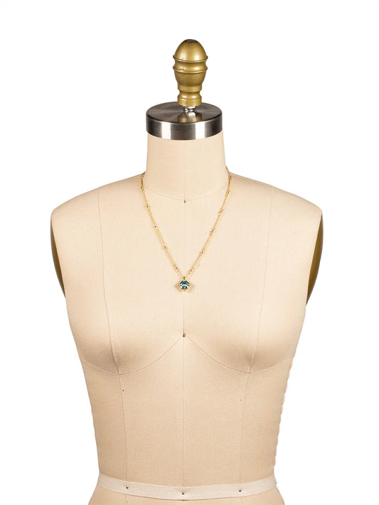 Izzy Decorated Pendant Necklace-Aqua