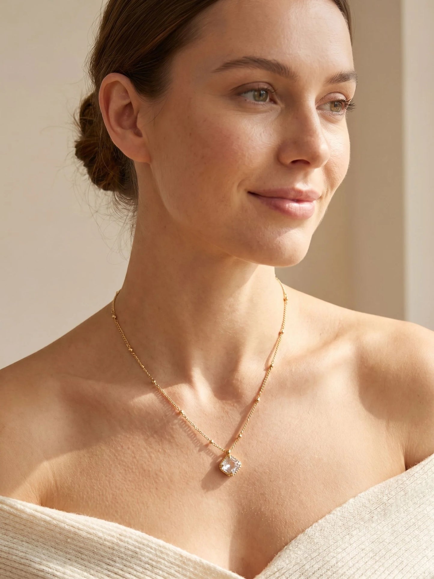 Izzy Decorated Pendant Necklace- Crystal