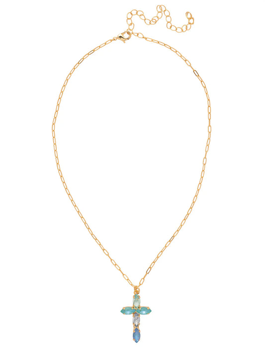 Clarissa Cross Pendant Necklace- Ocean