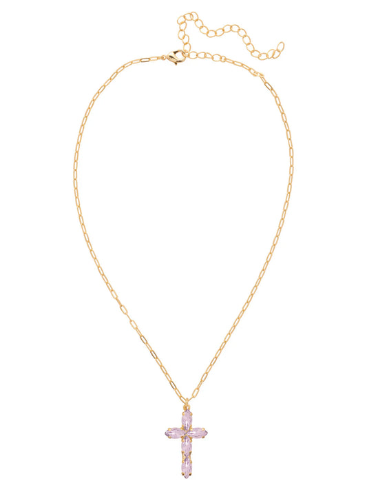 Clarissa Cross Pendant Necklace-Violet