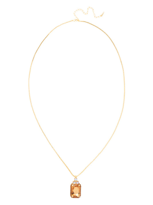 Viretta Embellished Pendant Necklace-Honey Bourbon