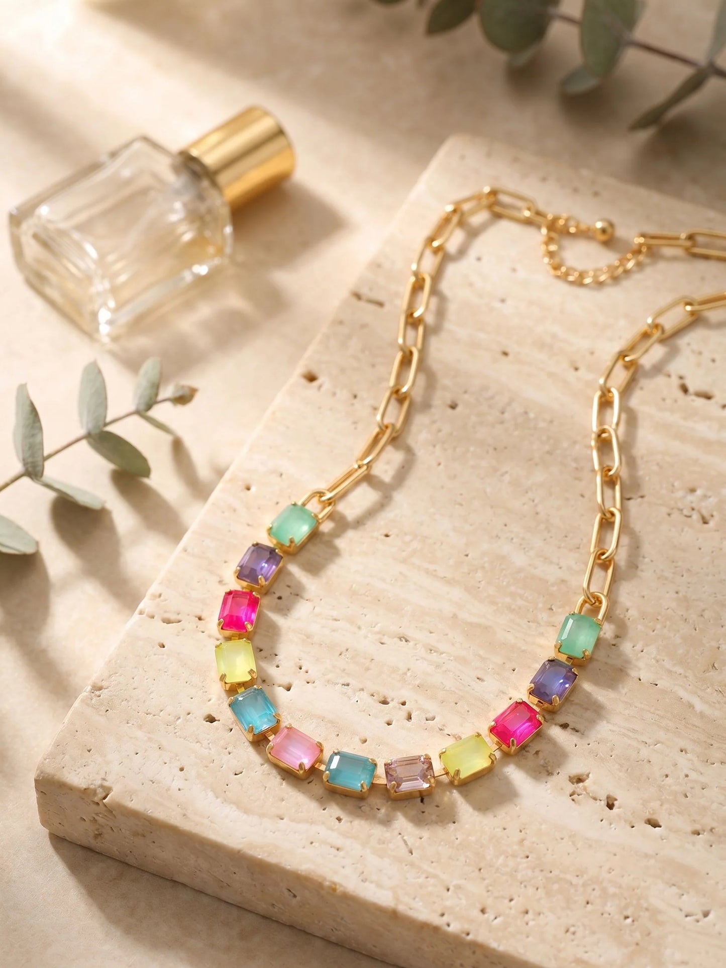 Octavia Paperclip Tennis Necklace- Candy Carnival