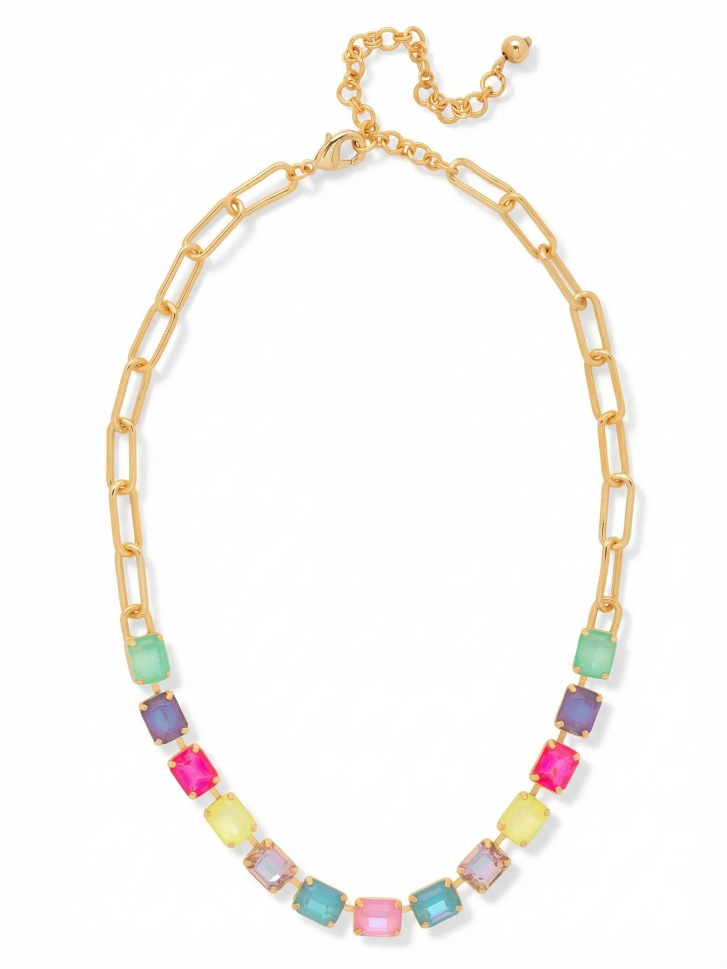 Octavia Paperclip Tennis Necklace- Candy Carnival