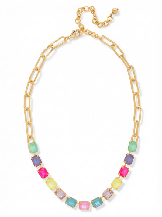 Octavia Paperclip Tennis Necklace- Candy Carnival