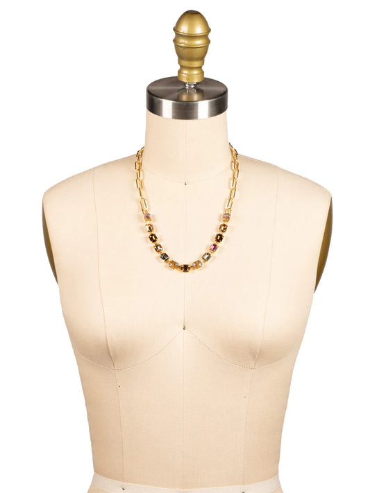 Octavia Paperclip Tennis Necklace-Honey Bourbon