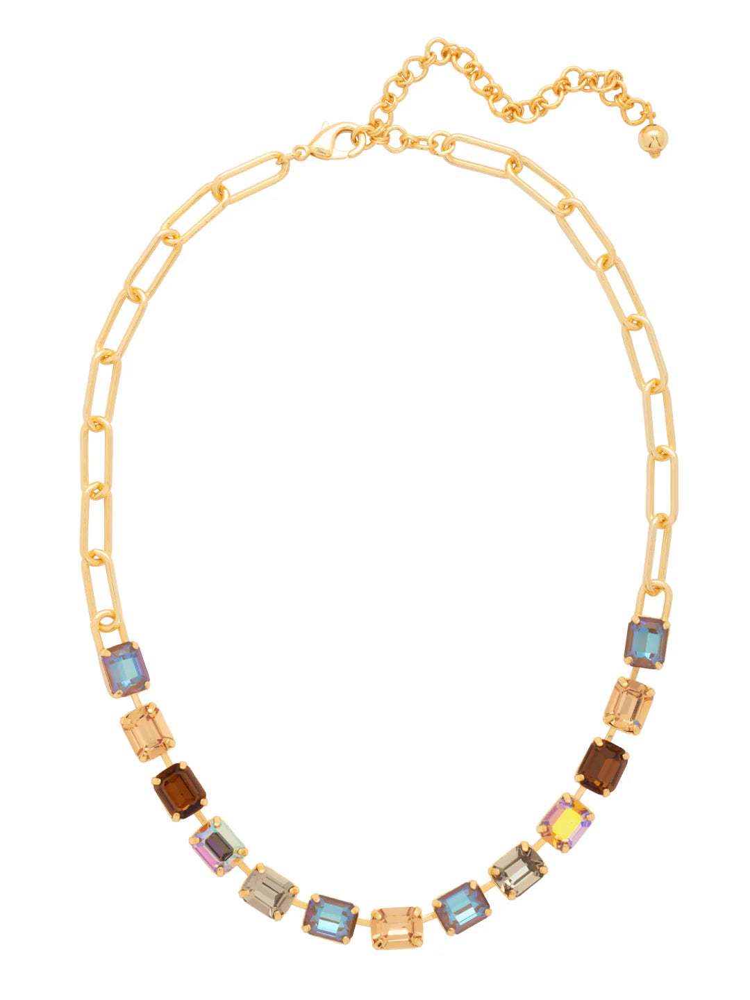 Octavia Paperclip Tennis Necklace-Honey Bourbon
