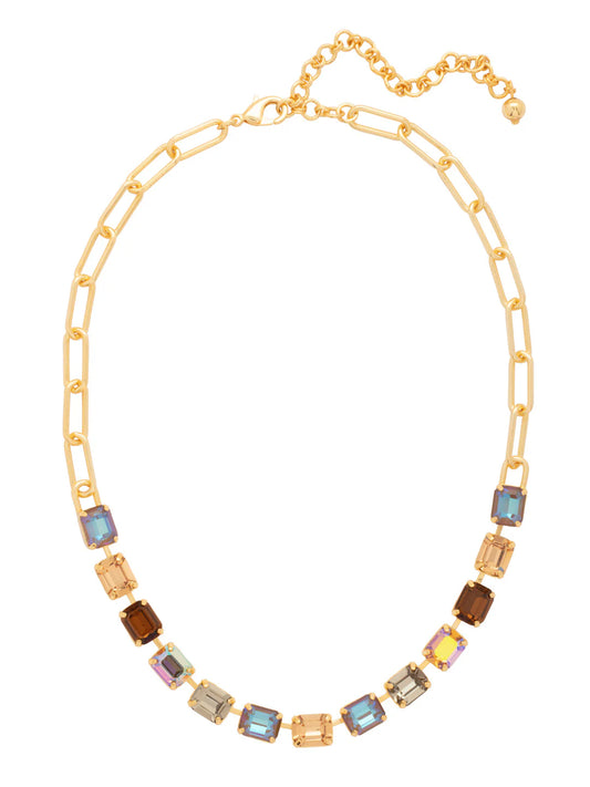 Octavia Paperclip Tennis Necklace-Honey Bourbon
