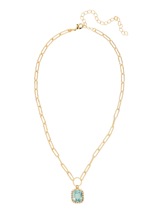 Octavia Scalloped Pendant Necklace- Aquamarine
