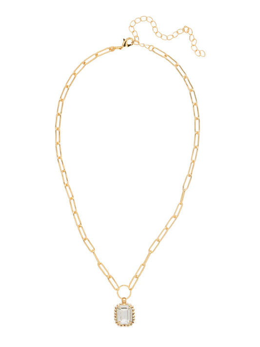 Octavia Scalloped Pendant Necklace-Crystal