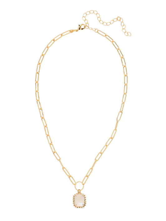 Octavia Scalloped Pendant Necklace- Ultra White
