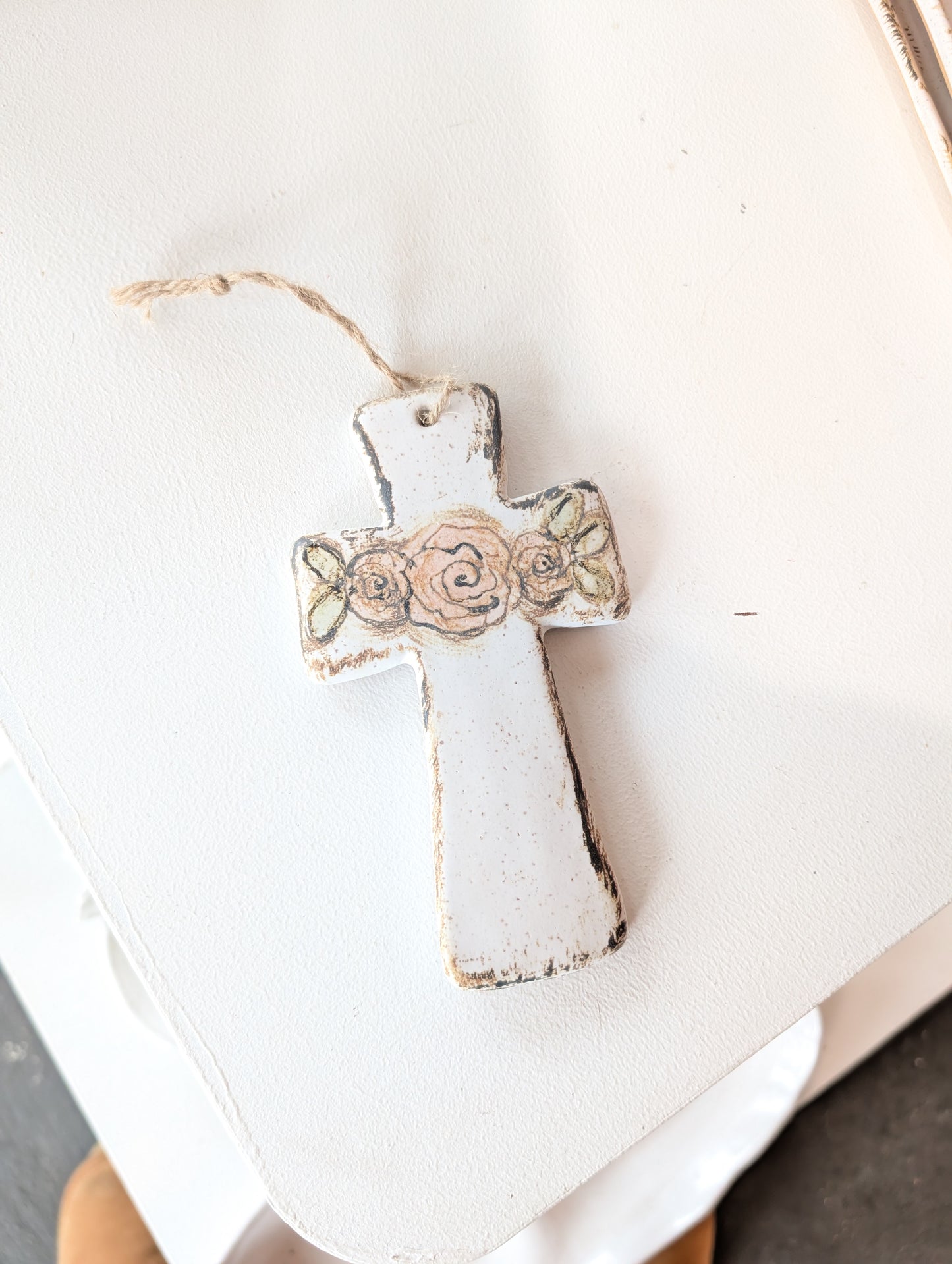 Etta B Floral Cross Ornament