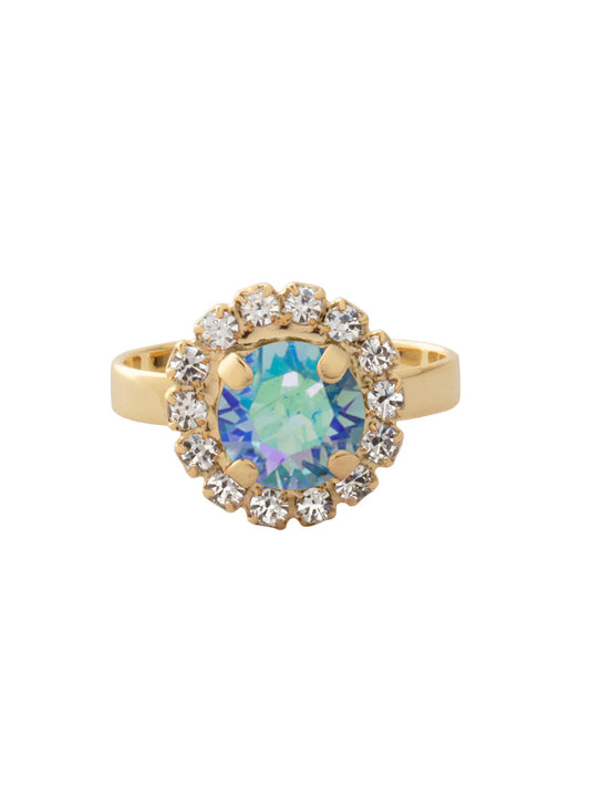 Haute Halo Cocktail Ring - Aqua Aurora Borealis