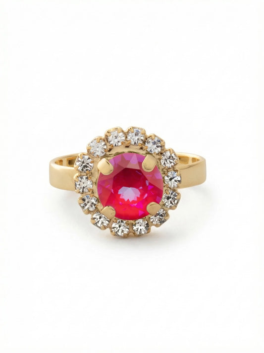 Haute Halo Cocktail Ring- Royal Red