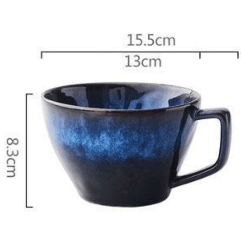 Ultrazo Ocean Waves Deep Blue Soup/Coffee Cup with Plate