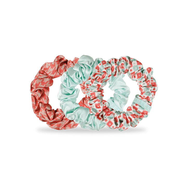 Calming Coral 3-pack Large Silk Scrunchies