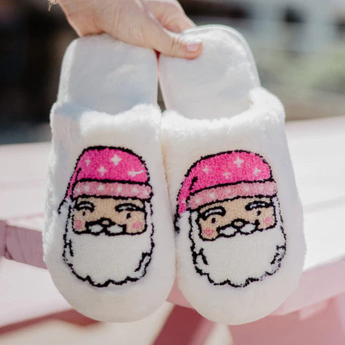 Pink Santa Face Slippers