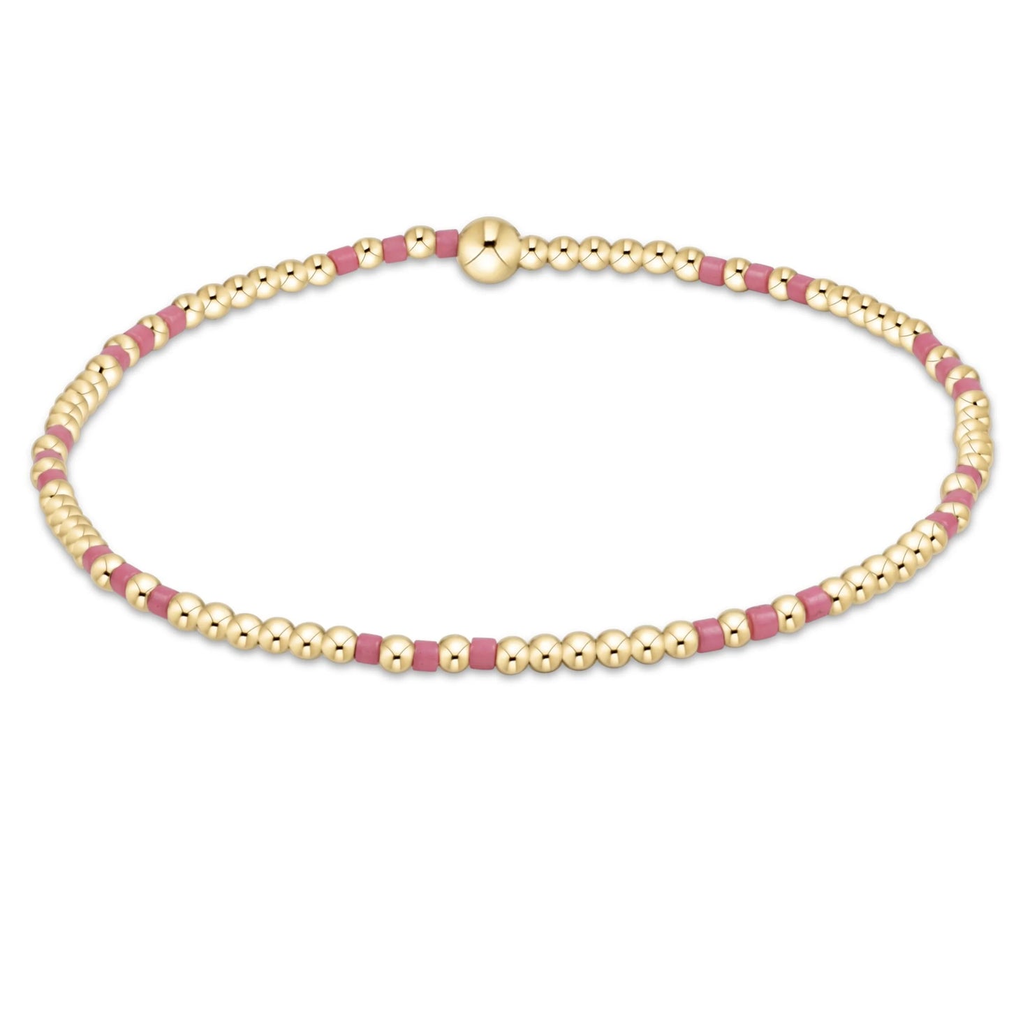 Hope Joy Pattern 2mm Bead Bracelet- Bright Pink