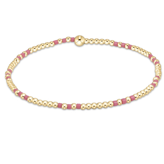 Hope Joy Pattern 2mm Bead Bracelet- Bright Pink