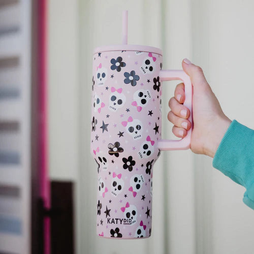 Katydid Skull Flower Bow Tumbler