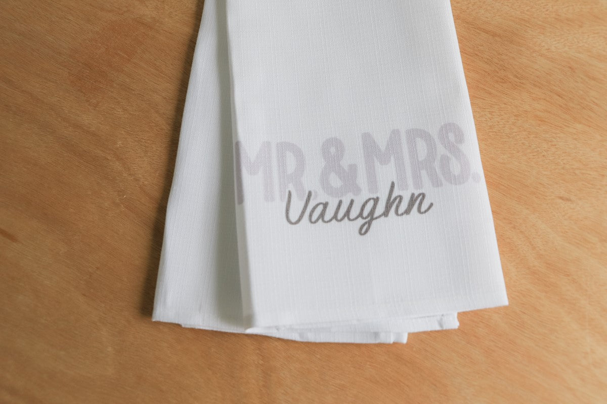 PERSONALIZE ME: Neutral Mr. & Mrs. Last Name Tea Towel