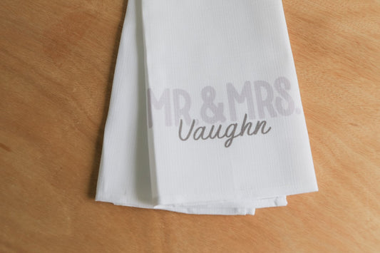 PERSONALIZE ME: Neutral Mr. & Mrs. Last Name Tea Towel