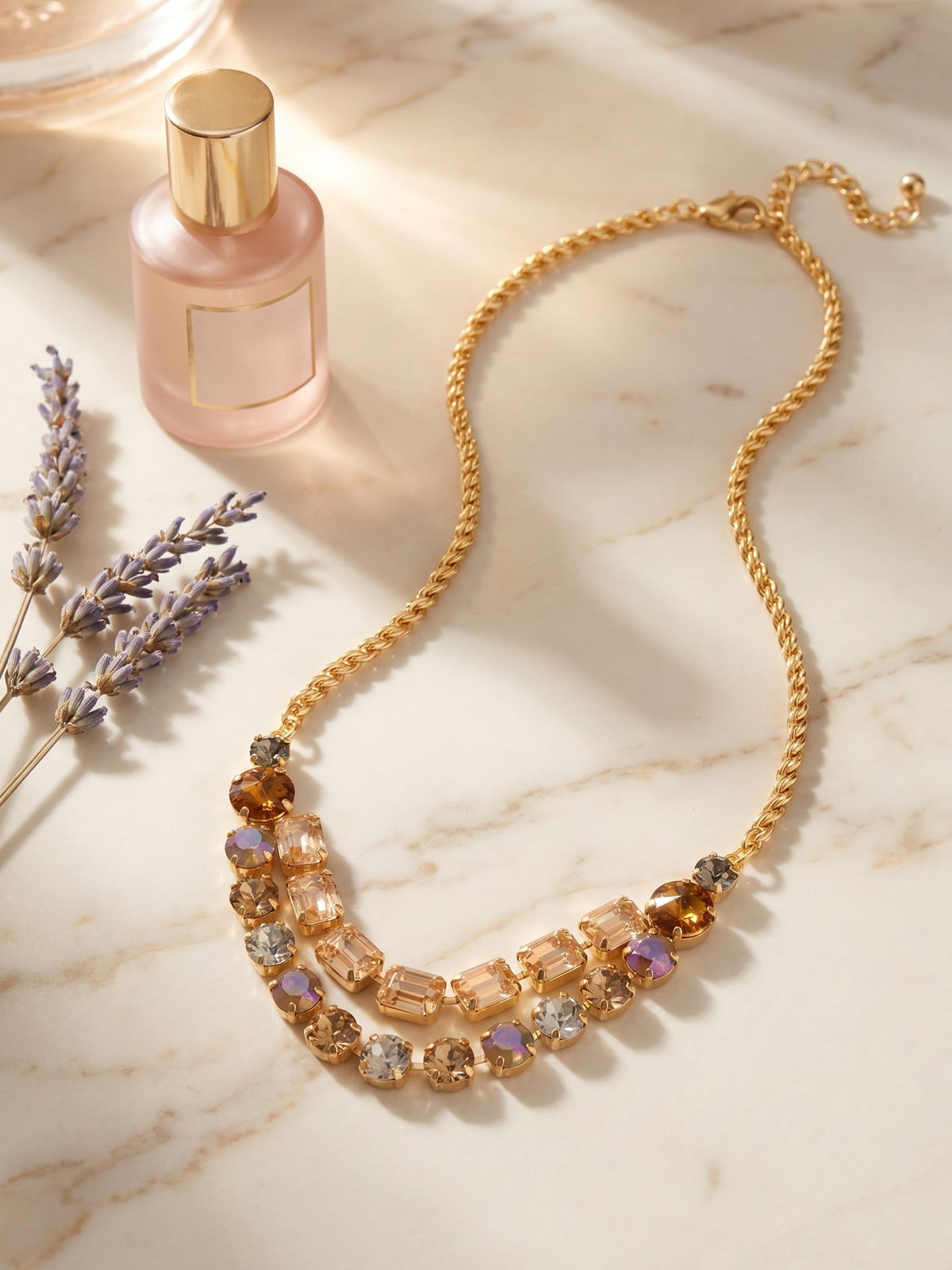 Zelie Tennis Necklace - Honey Bourbon