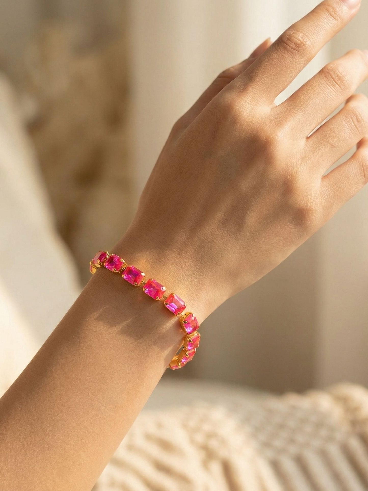 Octavia Repeating Tennis Bracelet-Electric Pink