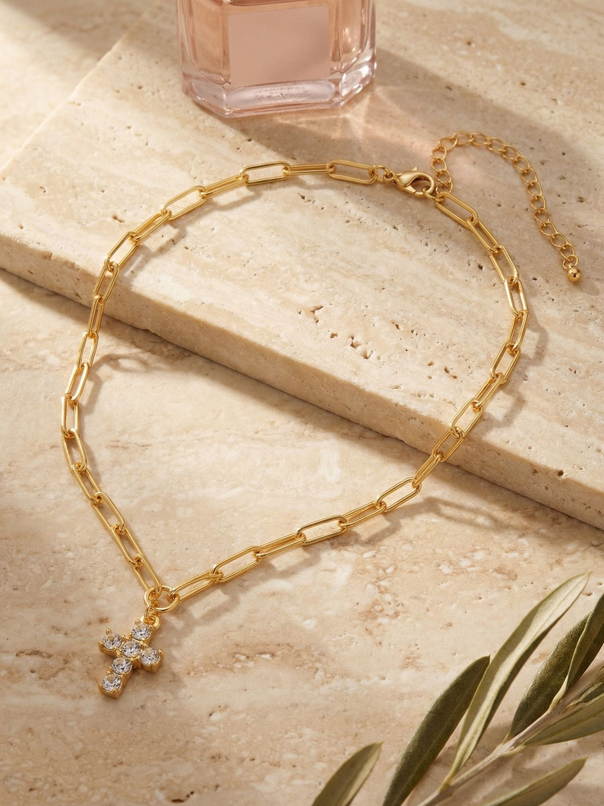 Carly Cross Pendant Necklace - Crystal
