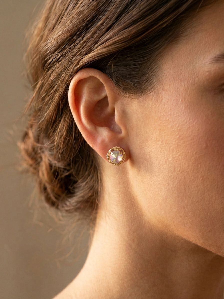 Lori Stud Earring- Light Rose AB