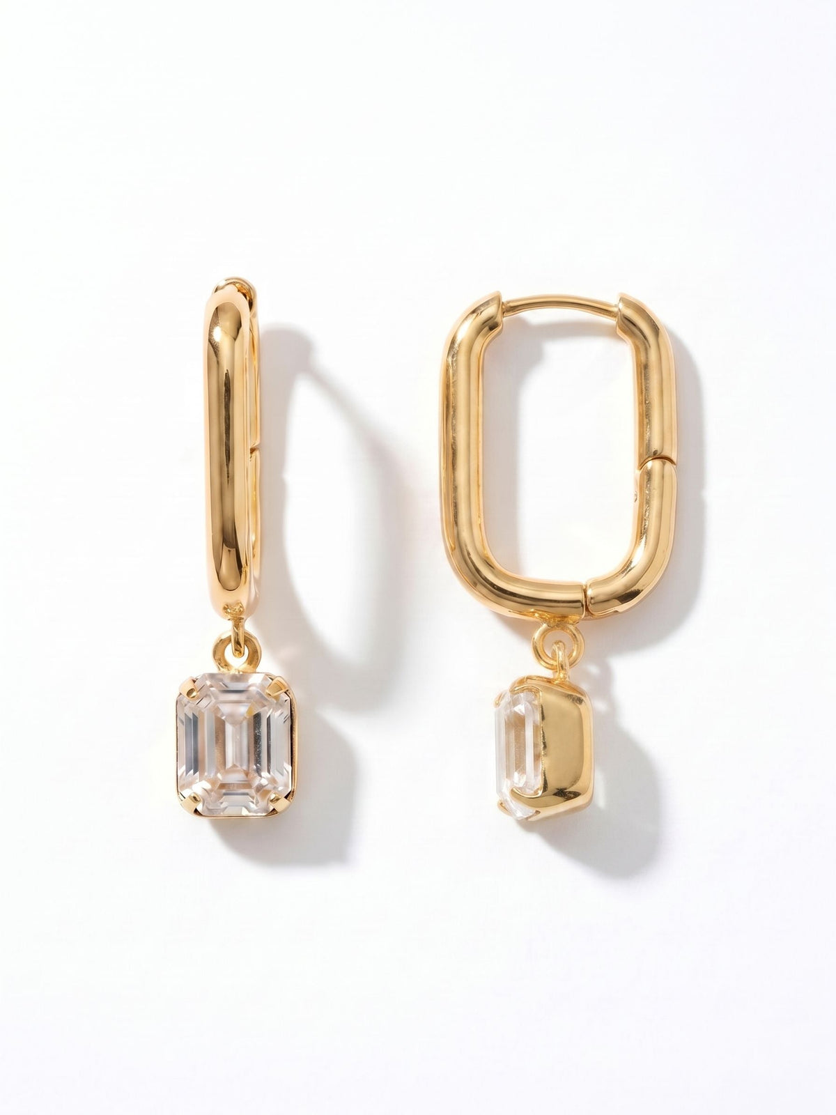 Octavia Rectangle Hoop Earrings - Crystal